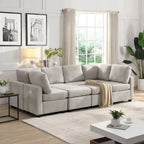 103 Sectional Sofa Couch Sofa Bed U-shaped Sofa with Two Movable Ottoman and Three USB Ports
