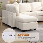 103 Sectional Sofa Couch Sofa Bed U-shaped Sofa with Two Movable Ottoman and Three USB Ports