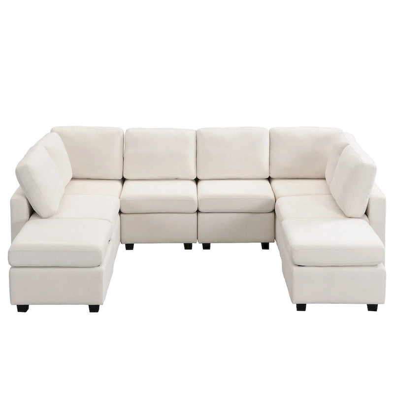 103 Sectional Sofa Couch Sofa Bed U-shaped Sofa with Two Movable Ottoman and Three USB Ports