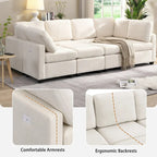 103 Sectional Sofa Couch Sofa Bed U-shaped Sofa with Two Movable Ottoman and Three USB Ports