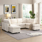 103 Sectional Sofa Couch Sofa Bed U-shaped Sofa with Two Movable Ottoman and Three USB Ports