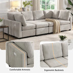 103 Sectional Sofa Couch Sofa Bed U-shaped Sofa with Two Movable Ottoman and Three USB Ports