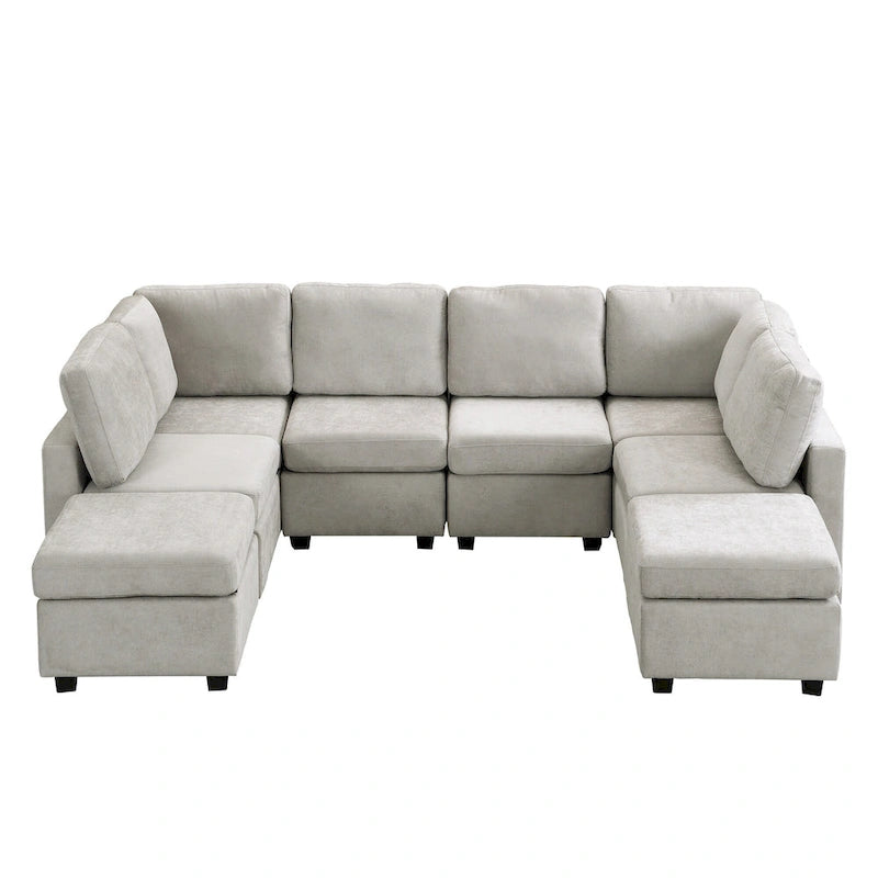 103 Sectional Sofa Couch Sofa Bed U-shaped Sofa with Two Movable Ottoman and Three USB Ports