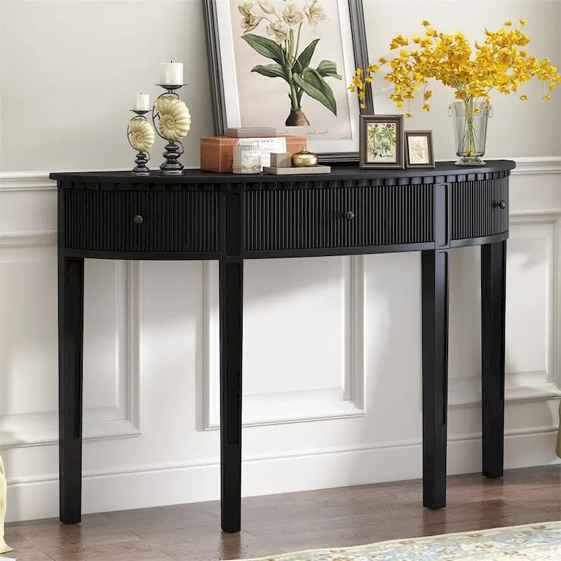 U-Style Distinctive Features of Pine Veneer Console Table