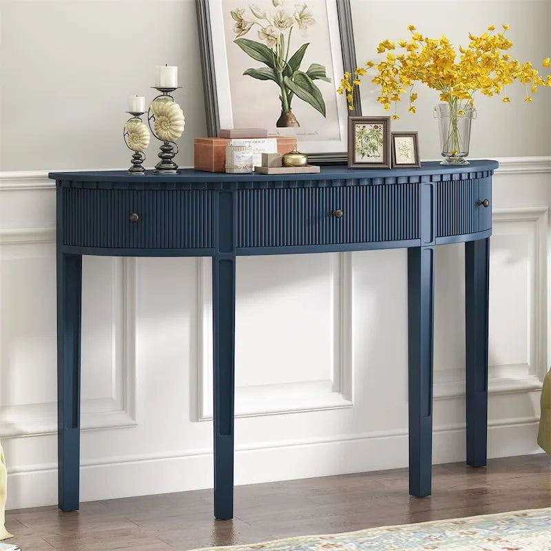 U-Style Distinctive Features of Pine Veneer Console Table