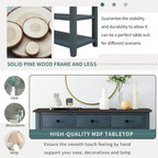 Retro Design Console Table with Two Open Shelves, Pine Solid Wood Frame and Legs for Living Room