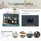 Retro Design Console Table with Two Open Shelves, Pine Solid Wood Frame and Legs for Living Room