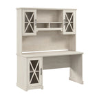 60W Farmhouse Desk with Hutch and Storage - Linen White Oak
