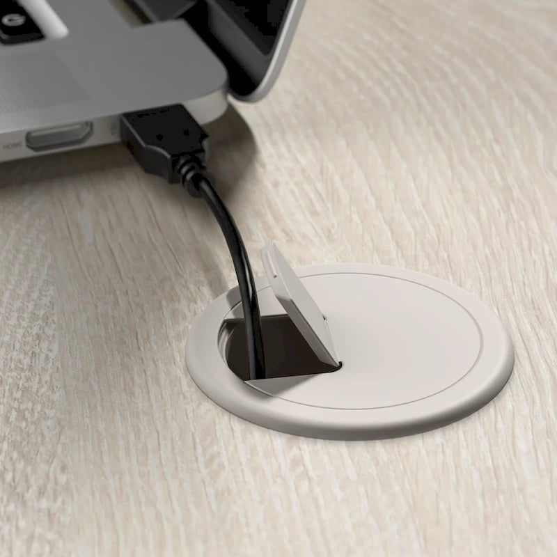 60W Farmhouse Desk with Hutch and Storage - Linen White Oak