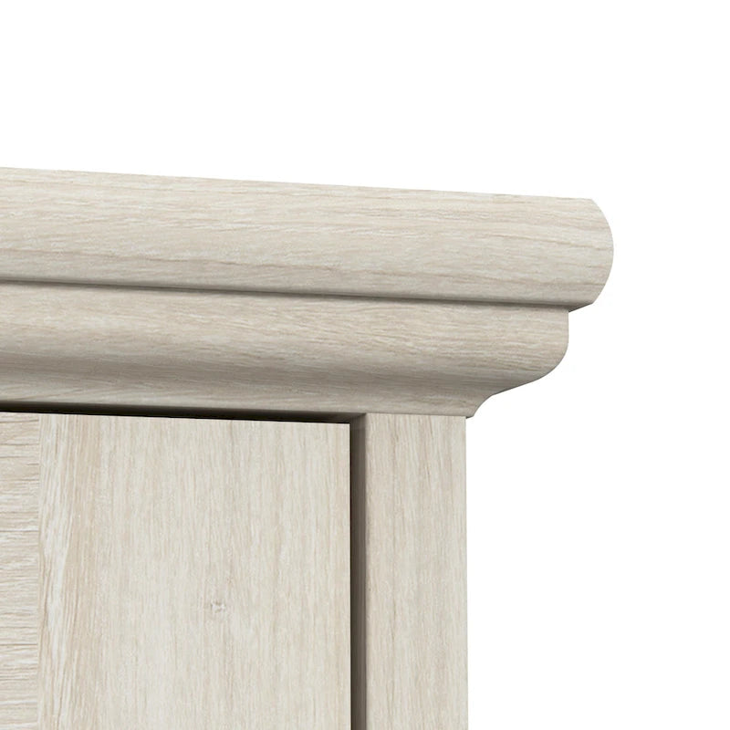 60W Farmhouse Desk with Hutch and Storage - Linen White Oak