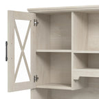 60W Farmhouse Desk with Hutch and Storage - Linen White Oak