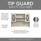 60W Farmhouse Desk with Hutch and Storage - Linen White Oak