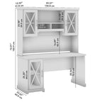 60W Farmhouse Desk with Hutch and Storage - Linen White Oak