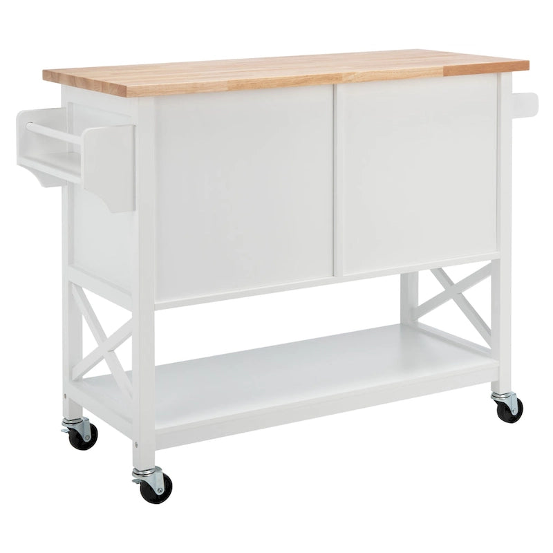 2-Door 1-Shelf Kitchen Cart - 45.7 W x 17.3 L x 35.6 H - 46Wx17Dx36H