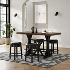 Becy Counter Height Dining Table, 60 Inch, Brown, Black Pine Wood