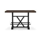 Becy Counter Height Dining Table, 60 Inch, Brown, Black Pine Wood