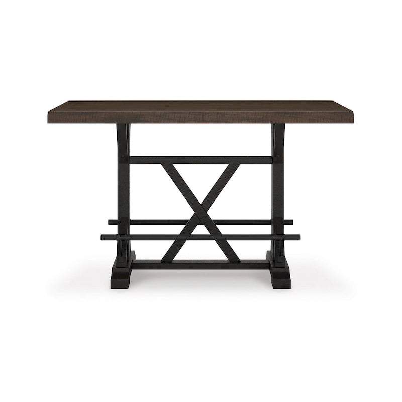 Becy Counter Height Dining Table, 60 Inch, Brown, Black Pine Wood