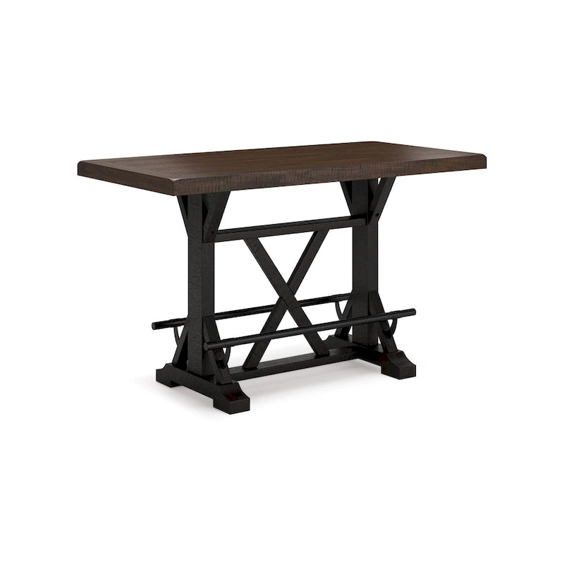 Becy Counter Height Dining Table, 60 Inch, Brown, Black Pine Wood