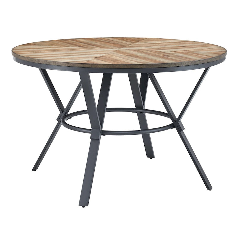 Indoor round dining table with metal legs