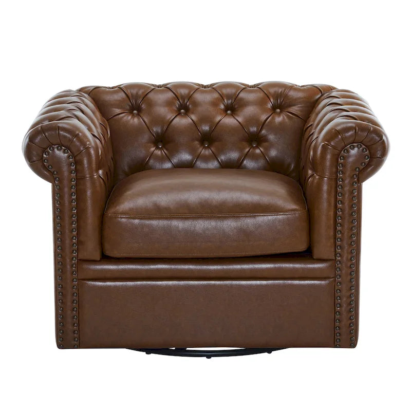 Rotating Club Chair - Green/Dark Brown - Single Seat