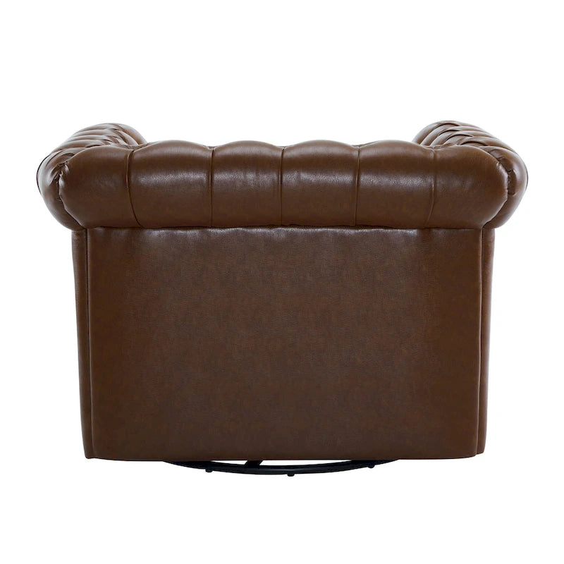 Rotating Club Chair - Green/Dark Brown - Single Seat