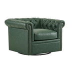 Rotating Club Chair - Green/Dark Brown - Single Seat