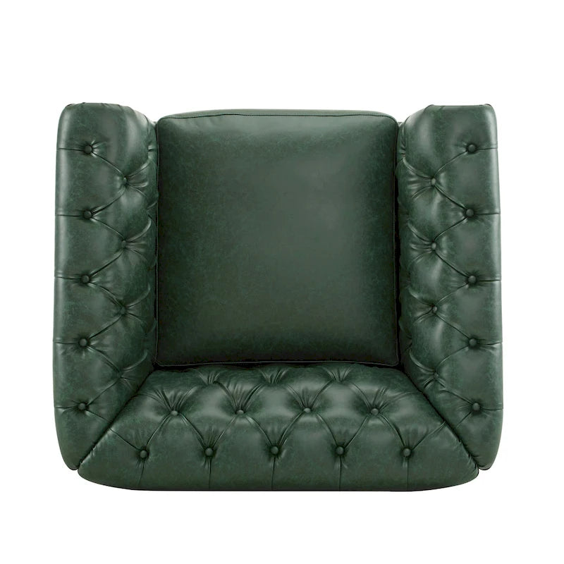 Rotating Club Chair - Green/Dark Brown - Single Seat