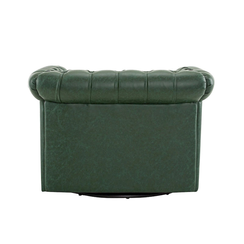 Rotating Club Chair - Green/Dark Brown - Single Seat