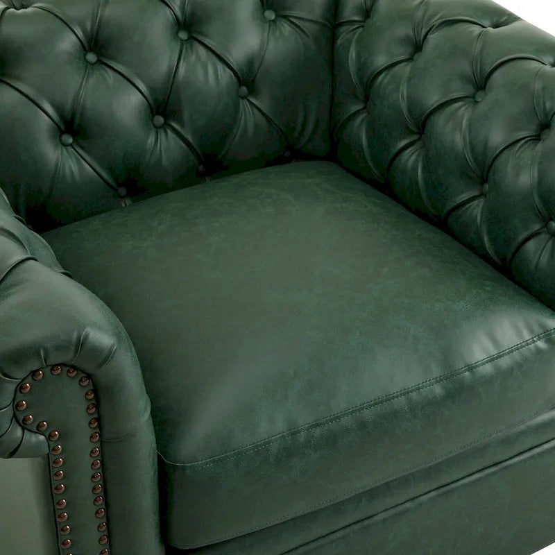 Rotating Club Chair - Green/Dark Brown - Single Seat