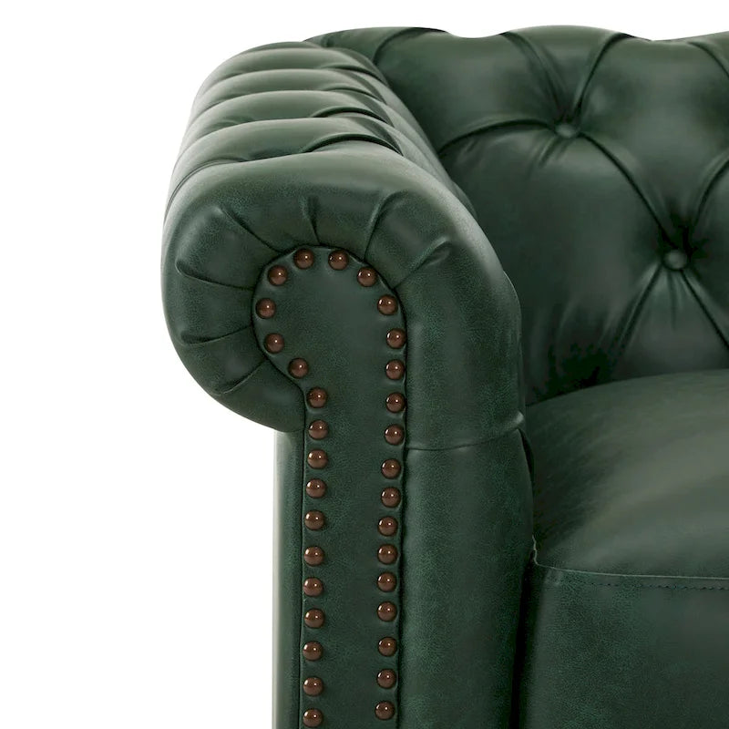 Rotating Club Chair - Green/Dark Brown - Single Seat