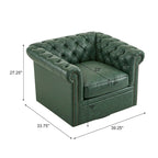 Rotating Club Chair - Green/Dark Brown - Single Seat