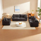 3-pieces Linen Modular Sofa Set with 3+3+1 Seater Combo and Wooden Frame & 5 Pillows