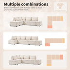 107 Oversized Chenille Modular Sectional Pull-out Sofa, Free Movement Storage Ottoman