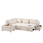 107 Oversized Chenille Modular Sectional Pull-out Sofa, Free Movement Storage Ottoman