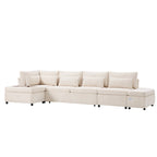 107 Oversized Chenille Modular Sectional Pull-out Sofa, Free Movement Storage Ottoman