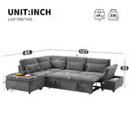 107 Oversized Chenille Modular Sectional Pull-out Sofa, Free Movement Storage Ottoman