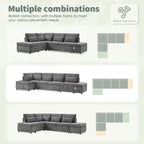 107 Oversized Chenille Modular Sectional Pull-out Sofa, Free Movement Storage Ottoman