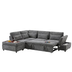 107 Oversized Chenille Modular Sectional Pull-out Sofa, Free Movement Storage Ottoman