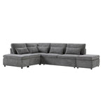107 Oversized Chenille Modular Sectional Pull-out Sofa, Free Movement Storage Ottoman