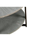 31.5 Farmhouse Round Coffee Table with 2-Tier Storage & Metal Leg