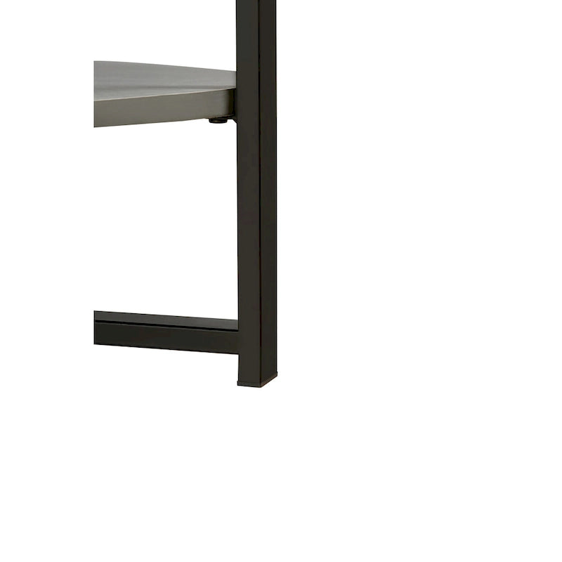 31.5 Farmhouse Round Coffee Table with 2-Tier Storage & Metal Leg