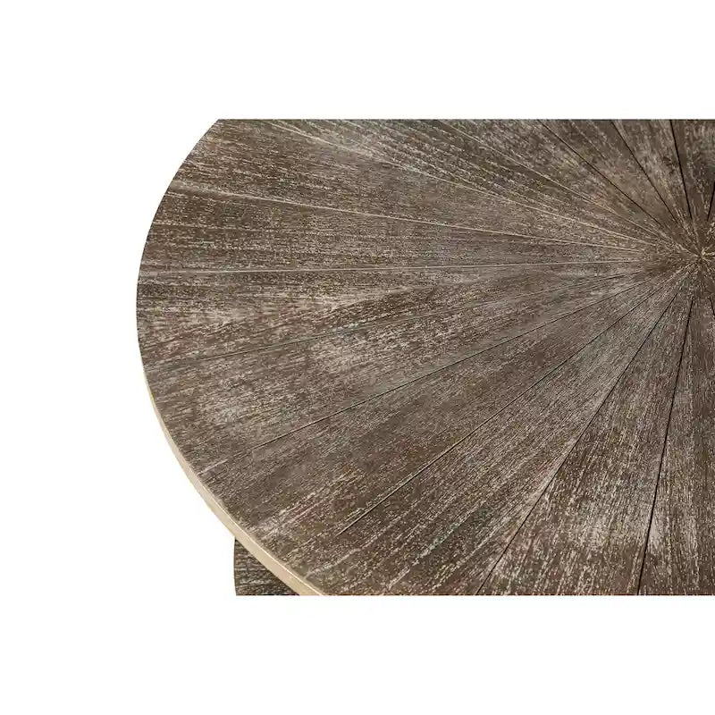 31.5 Farmhouse Round Coffee Table with 2-Tier Storage & Metal Leg