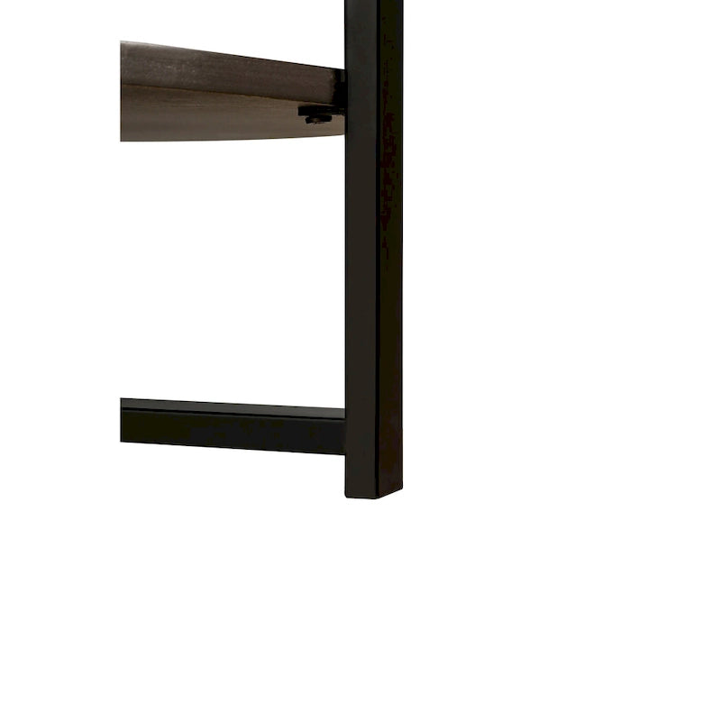 31.5 Farmhouse Round Coffee Table with 2-Tier Storage & Metal Leg