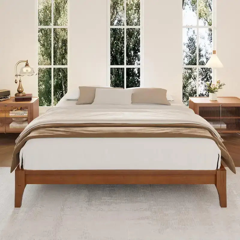 Solid bamboo and wood platform bed frame