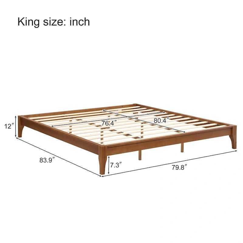 Solid bamboo and wood platform bed frame