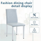 High Back Dining Chair Set of 2 PU Leather Upholstered Chair Living Room Decorative Side Chair Metal Frame Home Chair