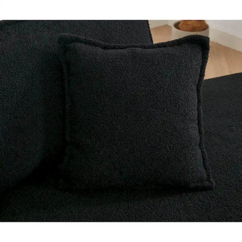 133 Lamb Velvet Convertible Sleeper Sofa with 7 Pillows (3 Back + 4 Throw), Foldable Gaming Bed Design