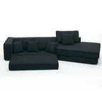 133 Lamb Velvet Convertible Sleeper Sofa with 7 Pillows (3 Back + 4 Throw), Foldable Gaming Bed Design