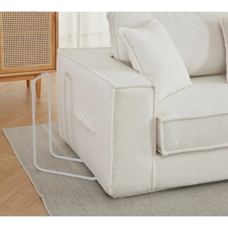 133 Lamb Velvet Convertible Sleeper Sofa with 7 Pillows (3 Back + 4 Throw), Foldable Gaming Bed Design