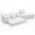 133 Lamb Velvet Convertible Sleeper Sofa with 7 Pillows (3 Back + 4 Throw), Foldable Gaming Bed Design